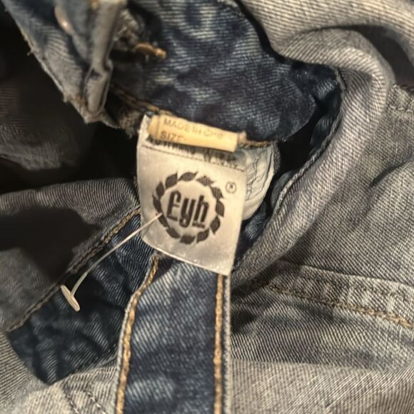 EYH Overalls Denim Cuffed Size Large Patches - Picture 8 of 9